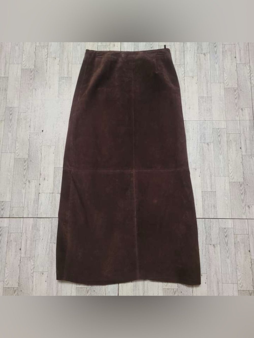 Women’s AMI Western Brown Suede Leather Boho Cowgirl Prarie Maxi Skirt Size 10